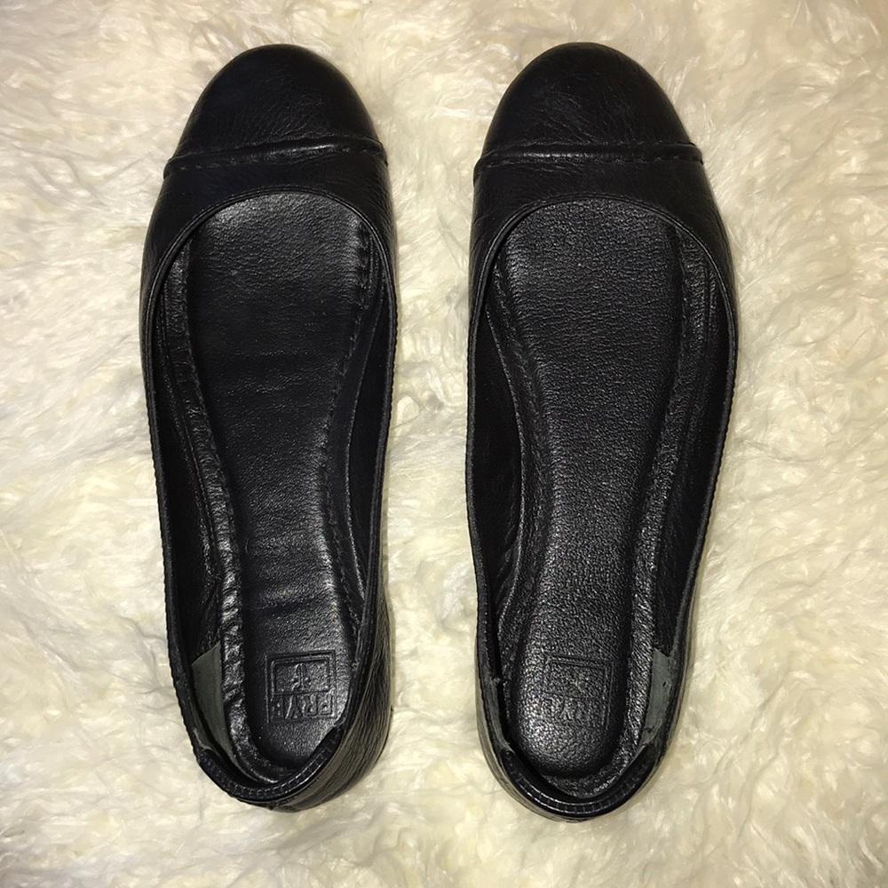 Frye Black Leather Ballet Flats
